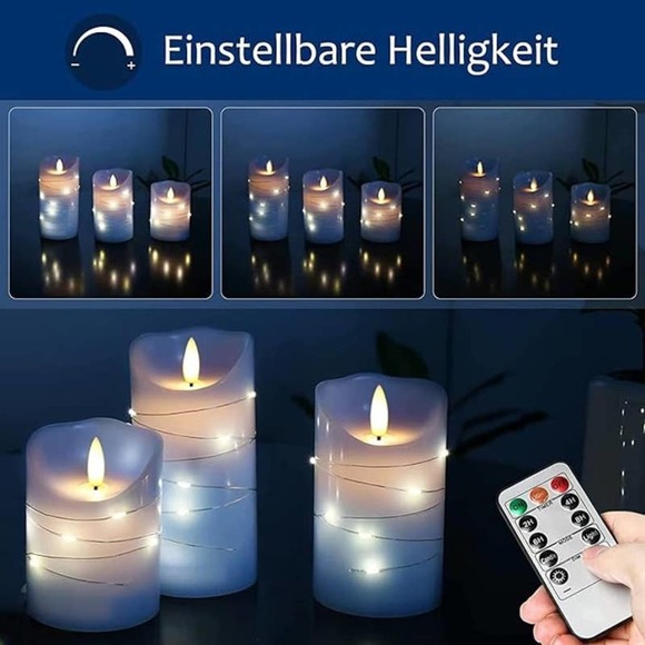 Sky Blue Starlight String 3 LED 11 Key Remote Control 24 Hour Flameless … - Picture 4 of 7